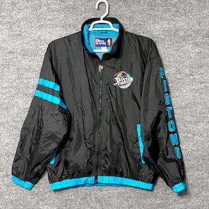 Vintage Detroit Pistons Pro Player NBA Track Jacket Black‎ Aqua Men's MD